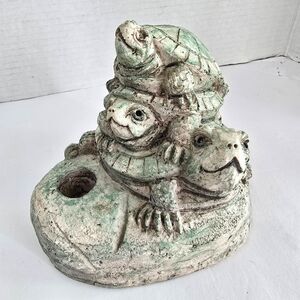 Turtles Candlestick Holder Totem Sculpture Signed By Telle M. Stein - Home Decor